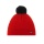 Polar Bear Winter Hat Jamie with Pom Pom Merino Wool red/black